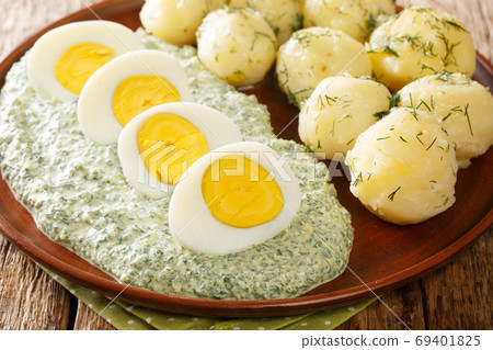 Frankfurt traditional dish of potatoes, boiled eggs and the famo 69401825