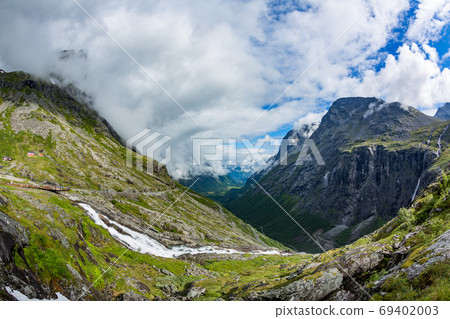 Troll's Path Trollstigen or Trollstigveien winding mountain road 69402003