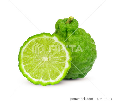 bergamot fruit or kaffir isolated on white background 69402025