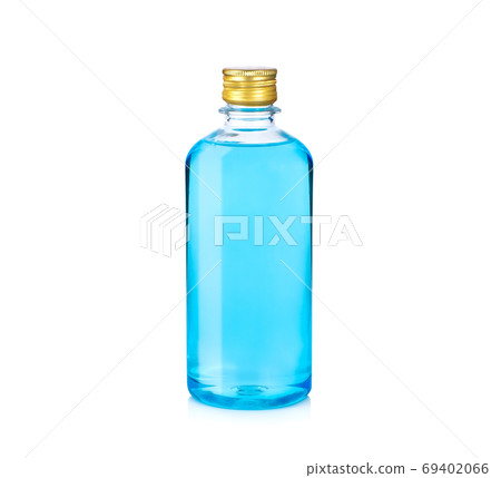 bottle of blue alcohol isolated on white background bottle of blue alcohol isolated on white background 69402066