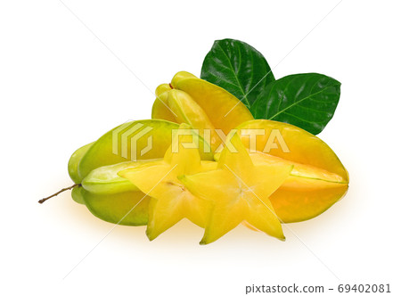 star apple with green leaf isolated on white background 69402081