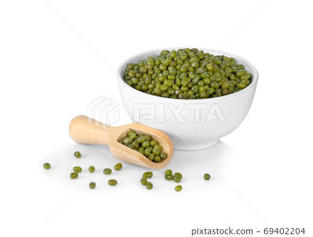 mung bean in the white bowl isolated on white background 69402204