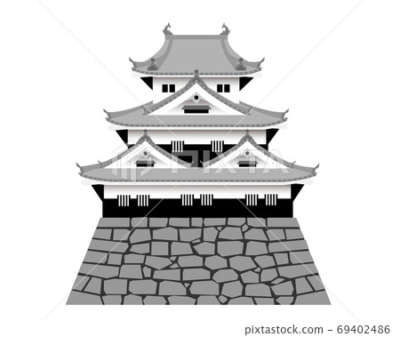 日本城堡:三層天守閣和三層塔樓 日本城堡:三層天守閣和三層塔樓 69402486