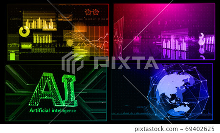 Digital Network Technology AI Artificial Intelligence Data Communication System Information 3D Illustration 69402625