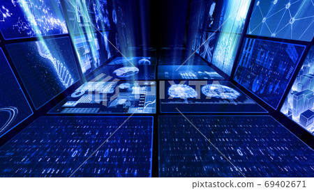 Digital Network Technology AI Artificial Intelligence Data Communication System Information 3D Illustration 69402671