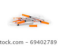 pile of insulin syringe isolated on white background 69402789
