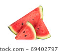 sliced watermelon isolated on white background 69402797