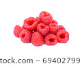 pile of fresh raspberry isolated on white background 69402799