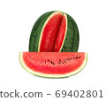 watermelon with slice isolated on white background 69402801