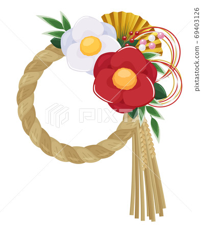 Illustration of New Year decoration of Shimenawa_vertical 69403126