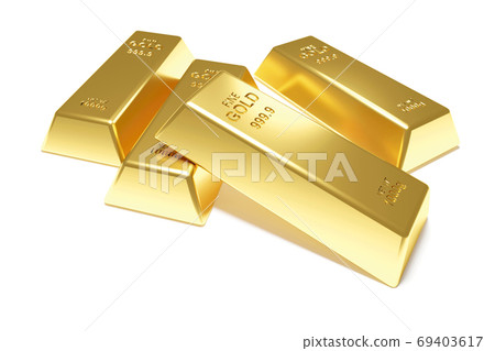 Gold bars isolated on white background 3D Render - Stock Illustration ...