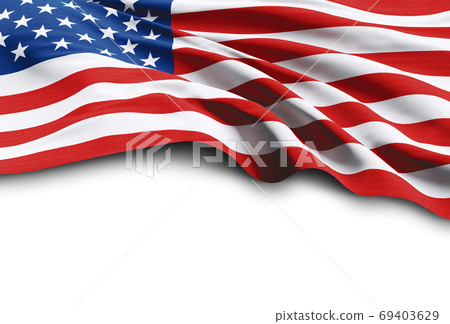 USA flag isolated on white background with copy... - Stock Illustration ...