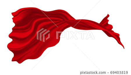 Abstract red flying cloth isolated on white background 69403819