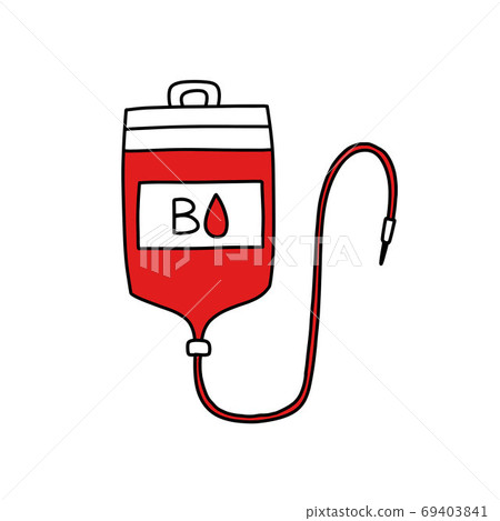 blood transfusion bag doodle icon, vector color 69403841