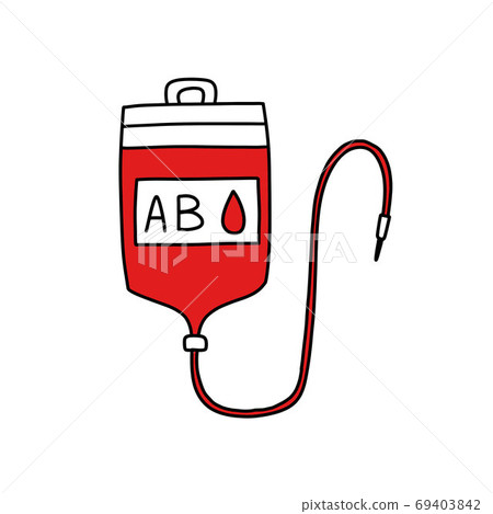 blood transfusion bag doodle icon, vector color 69403842