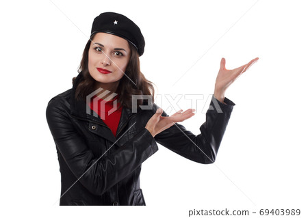Young pretty woman Ernesto Guevara cosplay. 69403989