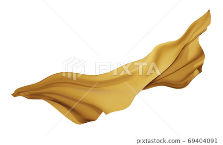Gold fabric cloth flrying the wind isolated on white background Gold fabric cloth flrying the wind isolated on white background 69404091