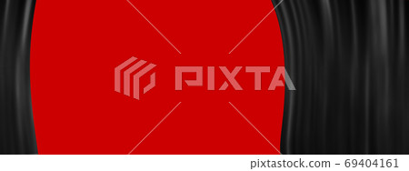 Black stage theatre curtain open on red background 69404161
