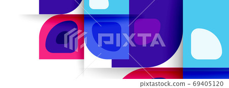 Set of vector modern geometric abstract backgrounds with repeating abstract round shapes patterns and shadow effects 69405120