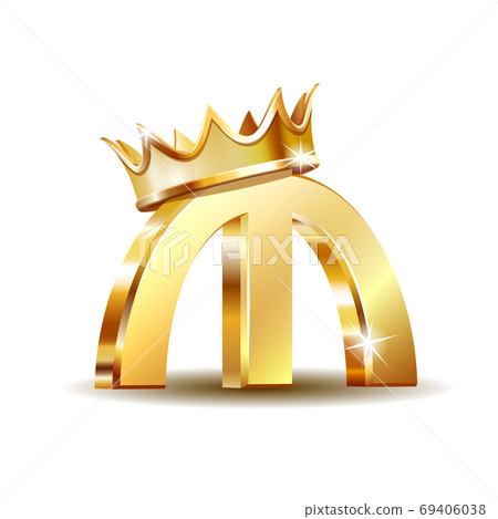 Azerbaijani manat currency symbol with golden crown, golden money sign 69406038