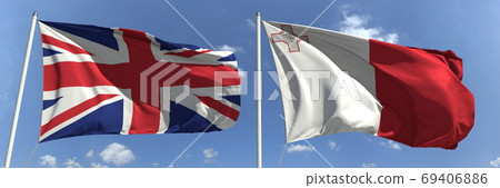 National flags of Great Britain and Malta, 3d rendering National flags of Great Britain and Malta, 3d rendering 69406886