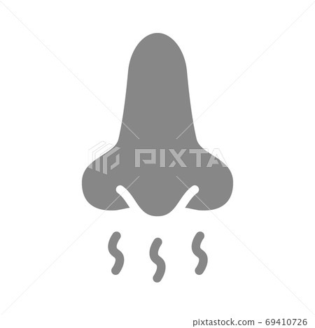 Nose and smell grey icon. Breath sense of smell symbol 69410726