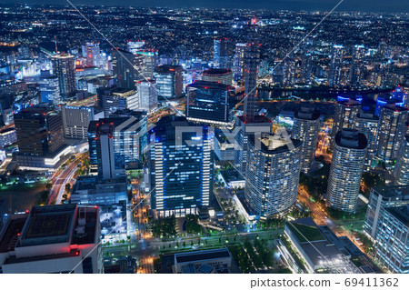 Night view of the office district of Minato Mirai, Yokohama Night view of the office district of Minato Mirai, Yokohama 69411362