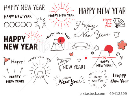 Happy New Year hand-painted character set (no year) 69412899