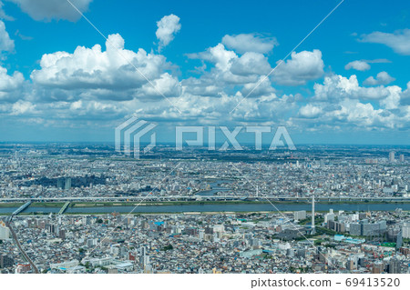 A bird's-eye view of Sumida Ward and Edogawa Ward A bird's-eye view of Sumida Ward and Edogawa Ward 69413520