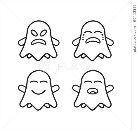 Uncolored cute ghost emoticon pack vol.2. Flat Character Express Uncolored cute ghost emoticon pack vol.2. Flat Character Express 69413552