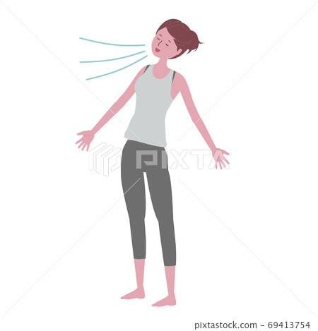 深呼吸的女人穿著瑜伽服的插圖 深呼吸的女人穿著瑜伽服的插圖 69413754
