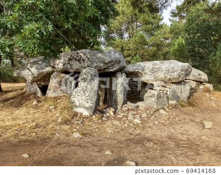 Dolmen of Mane Braz - megalithic monument in Brittany Dolmen of Mane Braz - megalithic monument in Brittany 69414168