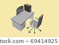 Computer table above view, isometric style vector 69414925