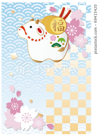 New Year 2021 Ox Year Dorin Sakura Postcard Template Illustration Material Vertical New Year 2021 Ox Year Dorin Sakura Postcard Template Illustration Material Vertical 69415420