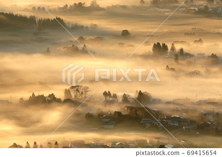 Satoyama morning Satoyama autumn dawn Satoyama morning Satoyama autumn dawn 69415654