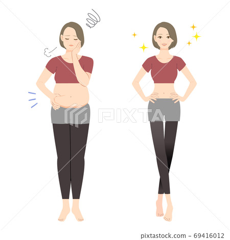 中年女人在全身前後的飲食 69416012