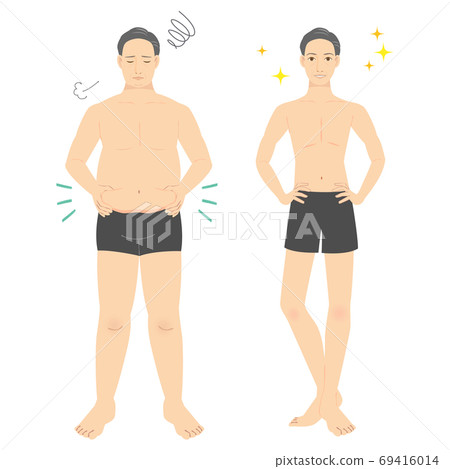 中年男子在全身前後的飲食 69416014