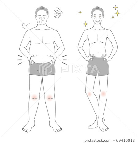 中年男子在節食前後畫線 69416018