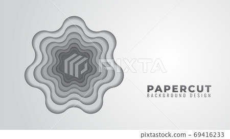 Monochrome Wavy Hole Papercut Layers Vector Illustration. Abstra Monochrome Wavy Hole Papercut Layers Vector Illustration. Abstra 69416233