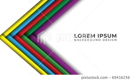 Colorful Left Arrows Diagonal Stripes With Blank Space. Papercut 69416256