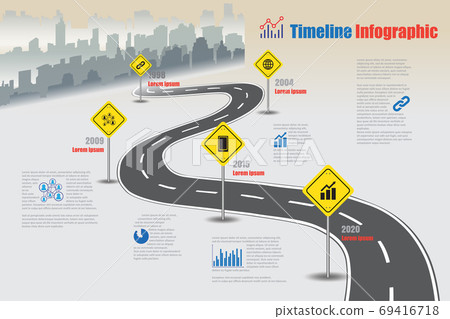 Business road map timeline infographic, Vector 69416718