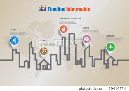 Business road map timeline infographic, Vector 69416754