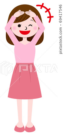 A woman doing a gesture of Maru - Stock Illustration [69417546] - PIXTA
