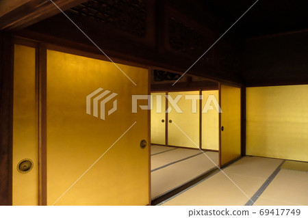 Luxurious gold sliding doors of Japanese houses 69417749