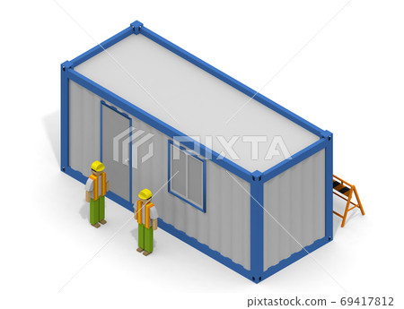 Workers resting at the rest area. A person who works at a construction site. Talk to friends. isometric. 69417812