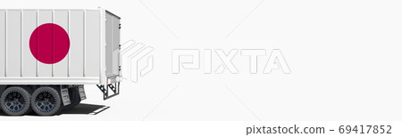 National flag of Japan on the side of a truck delivering goods, 3d rendering National flag of Japan on the side of a truck delivering goods, 3d rendering 69417852