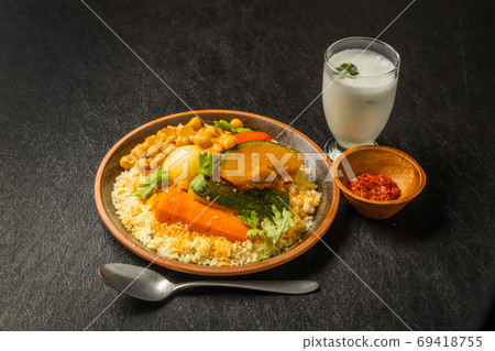 North African food couscous and bean food Boiled chickpeas with couscous 69418755