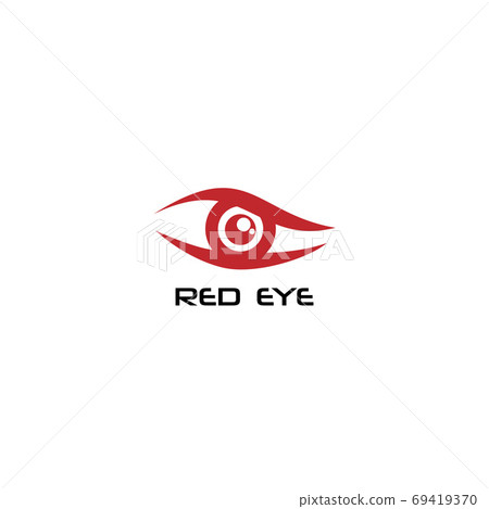Red Eye Logo Design Template, Creative Vision Logotype concept. 69419370