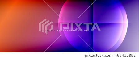 Vector abstract background - circle and cross on fluid gradient with shadows and light effects. Techno or business shiny design templates for text 69419895