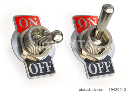 Retro toggle switch ON OFF isolated on white background. Retro toggle switch ON OFF isolated on white background. 69420040